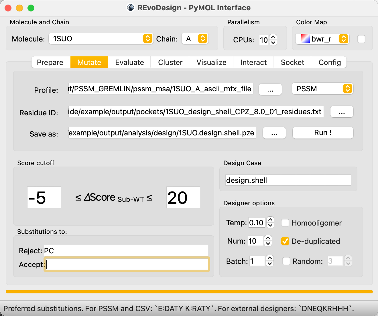 Catalytic pocket design settings