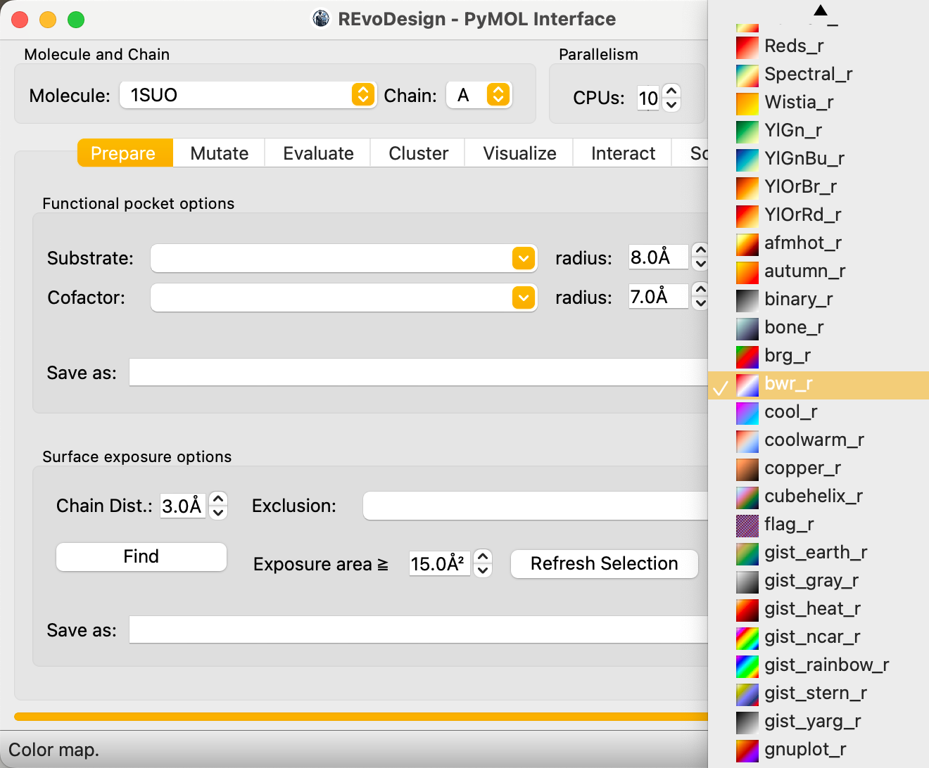 Color preset dropdown