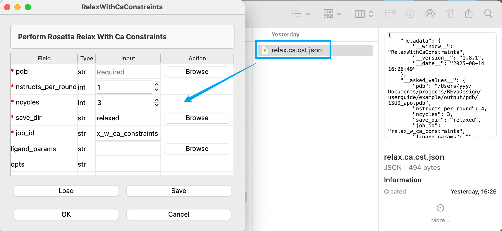 Drag-and-drop parameter loading