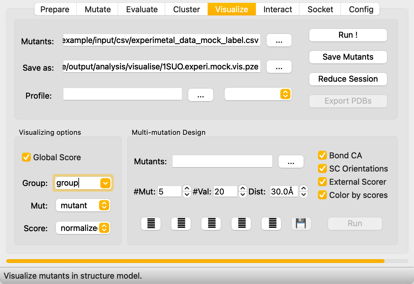 Experimental data display settings