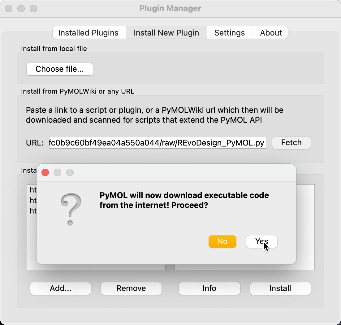 Paste Package Manager URL