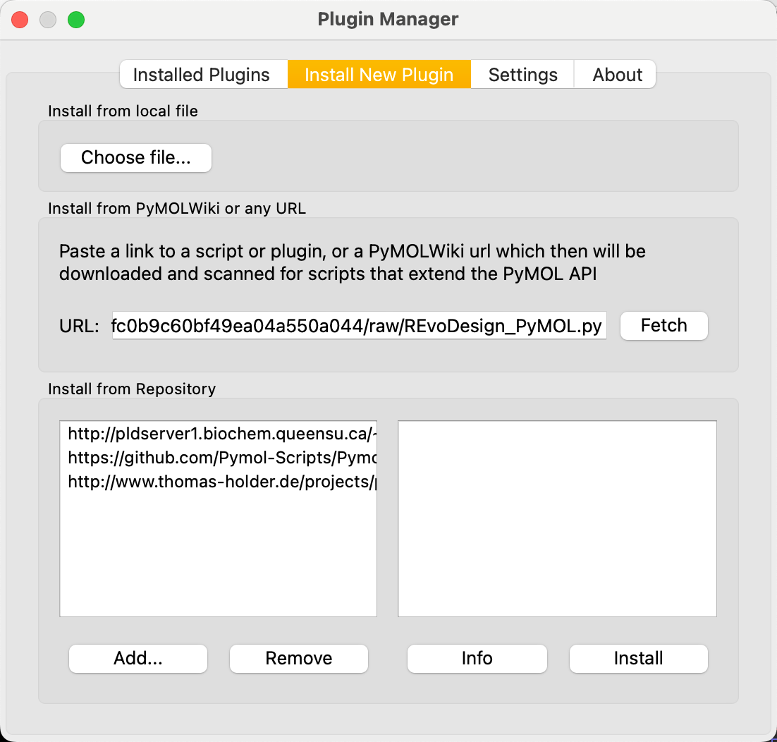 PyMOL Plugin Manager