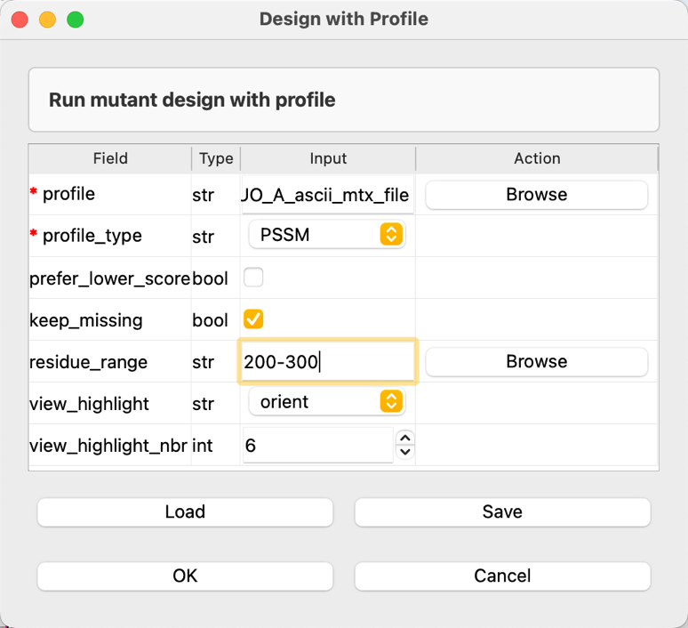 Profile Design input