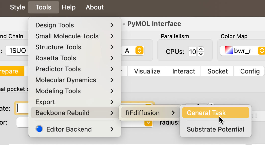 RFdiffusion menu entry