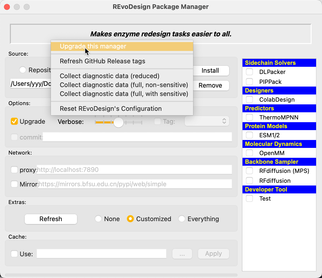 Right-click menu