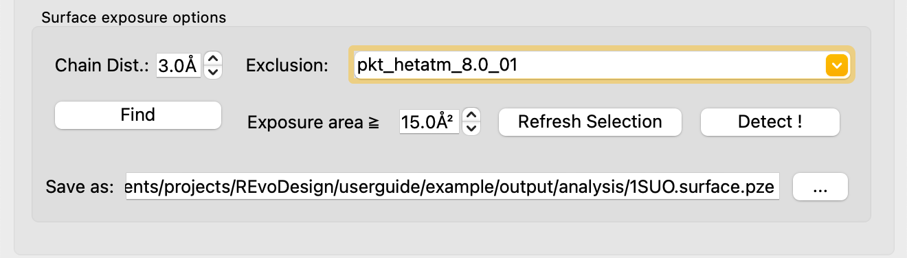 Surface detection parameters