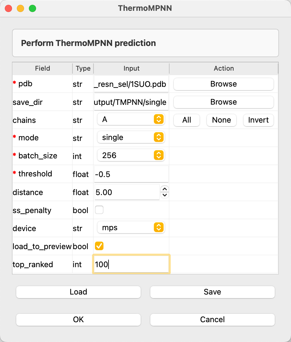 ThermoMPNN single point settings